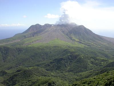 View of the Soufriere Volcano from Katy Hill, the highest point in the Centre Hills