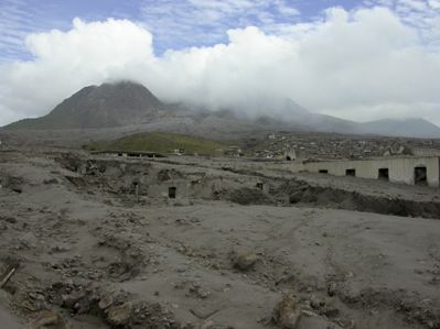 Plymouth covered by lava flow